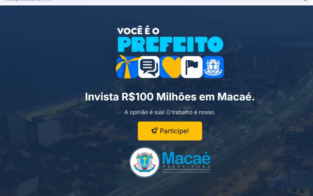 População assume o comando: eleição do \"Você é o Prefeito\" termina neste domingo em Macaé